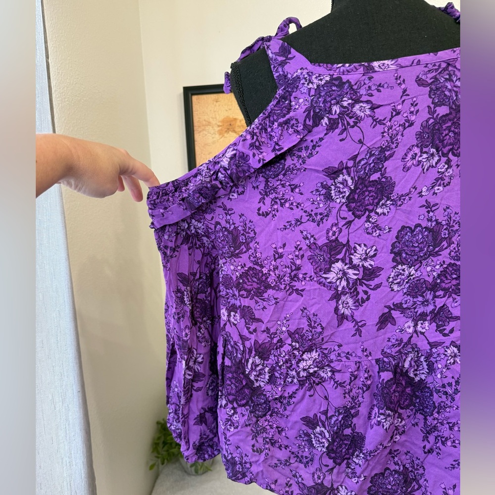 INC cold shoulder floral print top medium - Picture 6 of 11